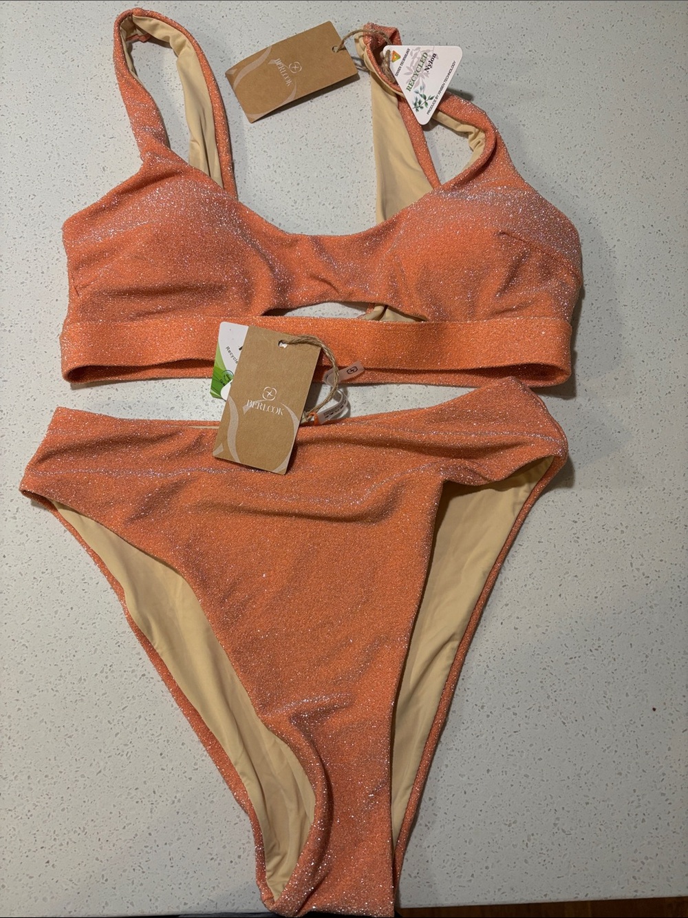 Berlook NWT Sparkle Coral Two-Piece Bikini Set